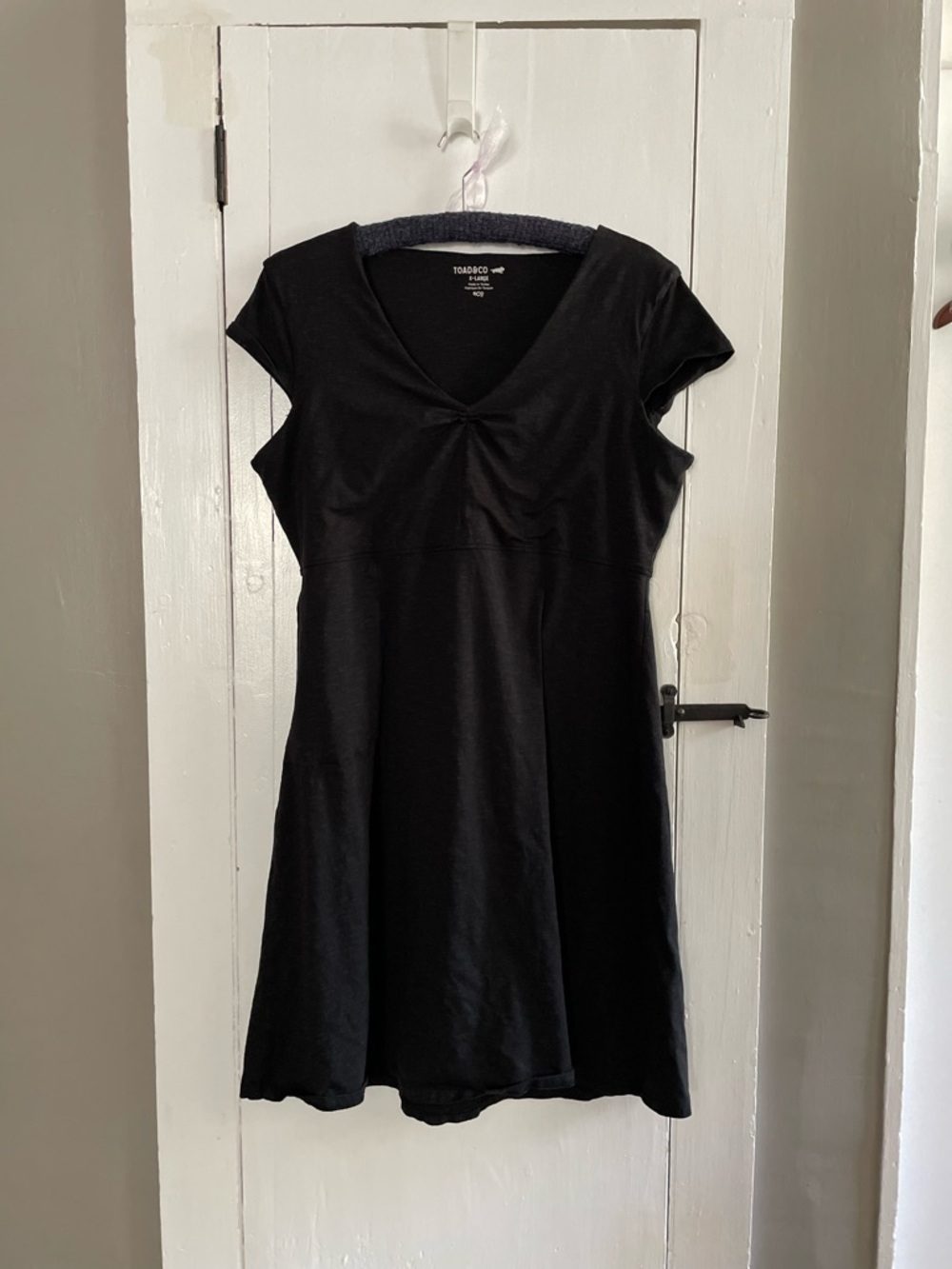 Toad&Co Rosemarie Black V-Neck Cap Sleeve Women's Activewear Dress Size XL
